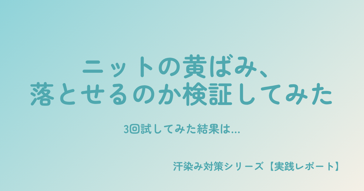 ニットの黄ばみ、落とせるのか検証してみた